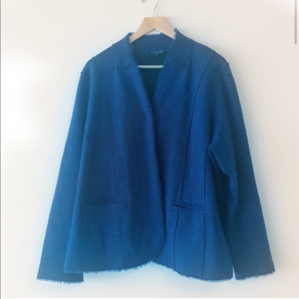 Eileen Fisher Blue Wool Snap Cardigan Sz 2X